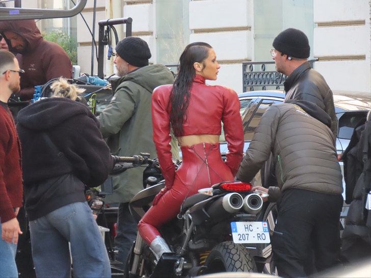 Bella Hadid Turns Heads in Paris on Motorcycle for FXs The Beauty bg 2