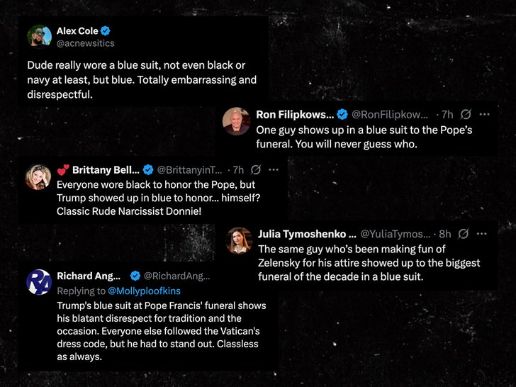 donald trump blue suit funeral tweets x sub