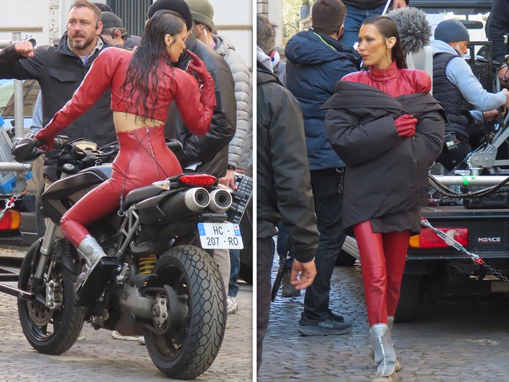 Bella Hadid Turns Heads in Paris on Motorcycle for FX's 'The Beauty'