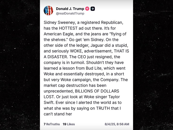 donald trump supporting sydney sweeney x 1