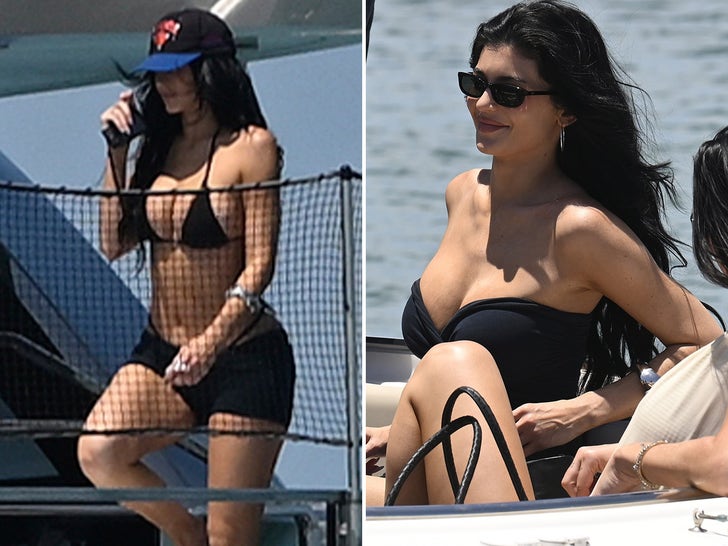 29e7e7b9c1344f7a9fdc0d0df93a98fb_md Kylie Jenner and Hailey Bieber Wearing Bikinis On A Yacht In Miami