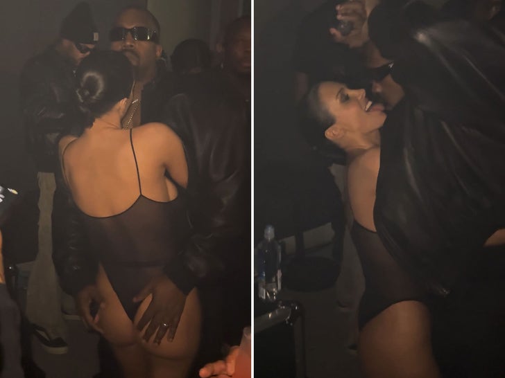 Kanye West and Bianca Censori Get Frisky at Grammys After Party