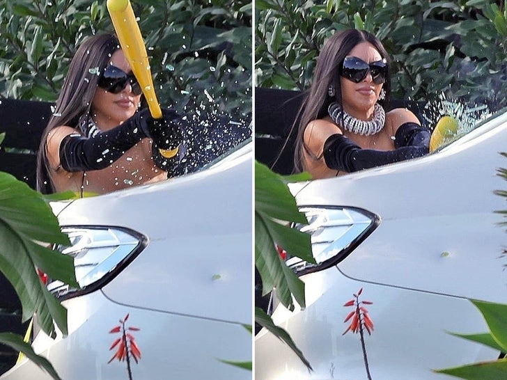 4cfb37dc227d4d7cb4988fa12db76876_md Kim Kardashian Shatters Car Window On 'All's Fair' Set