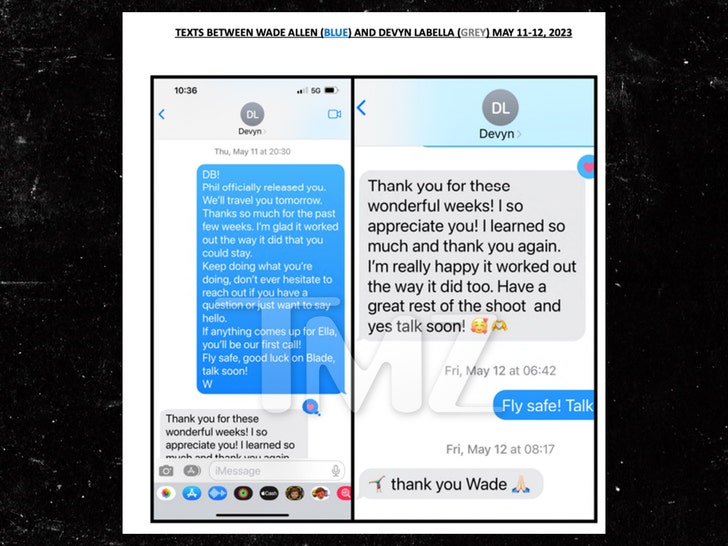text between wade allen & devyn labella