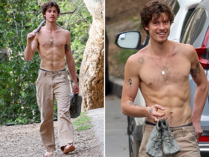590a4868cef544b6a2c9eded373699a6_md Shawn Mendes Goes Shirtless During Griffith Park Hike