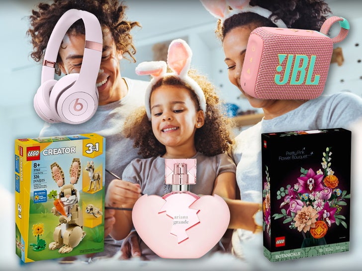 Family Celebrating Easter Surrounded By Easter Basket Deals From Amazon