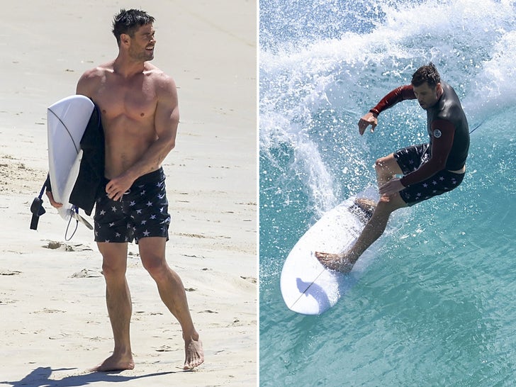 Chris Hemsworth Surfing Byron Bay