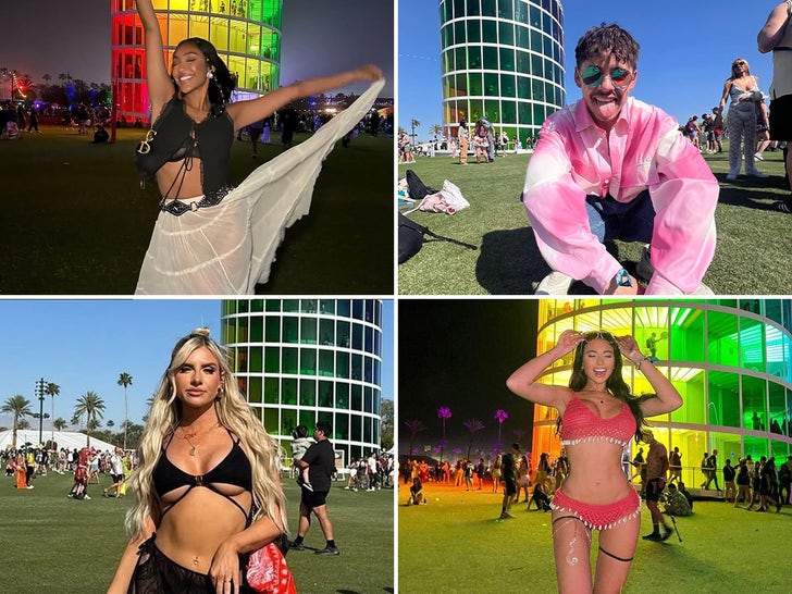 72310451f29e475fb6637d6252f64b59_md Coachella Stars Posing At 'Spectra' Tower