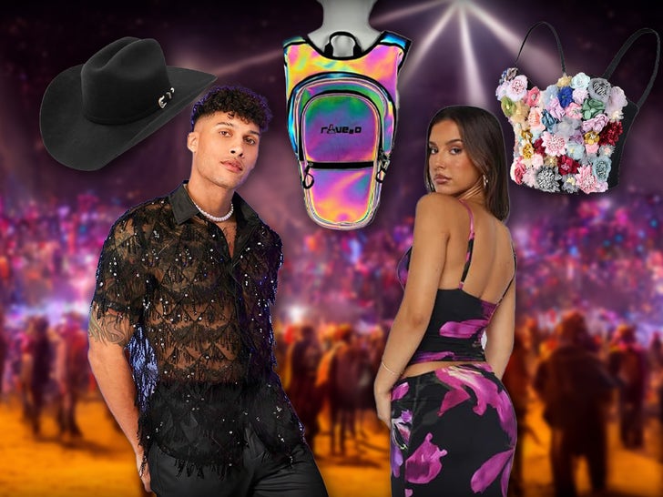 Man And Women At A Music Festival Wearing Fashionable Clothes