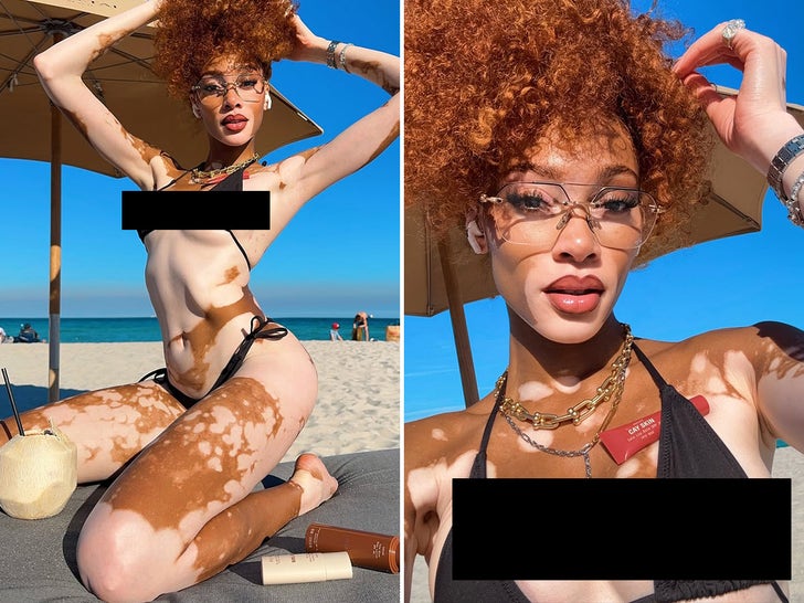 7631ed8df8714f2294018676daad2413_md Winnie Harlow's Black Bikini Beach Selfies