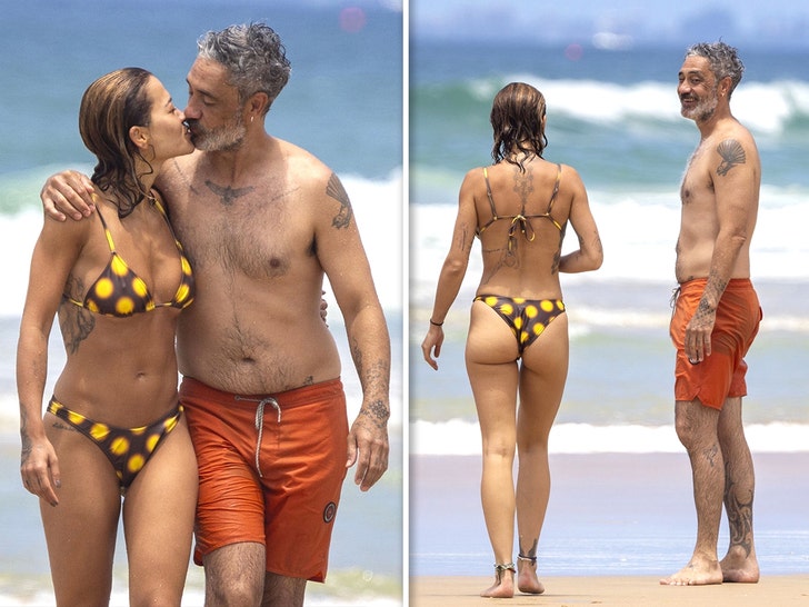 7dcd2b20dfa64c8c8a0b27f1904638f2_md Rita Ora and Taika Waititi Share a Kiss on Gold Coast Beach