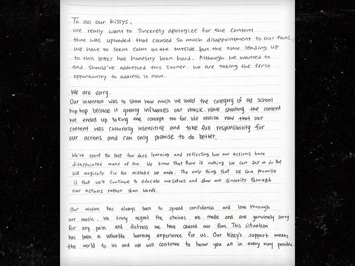 kiss of life kpop apology letter x