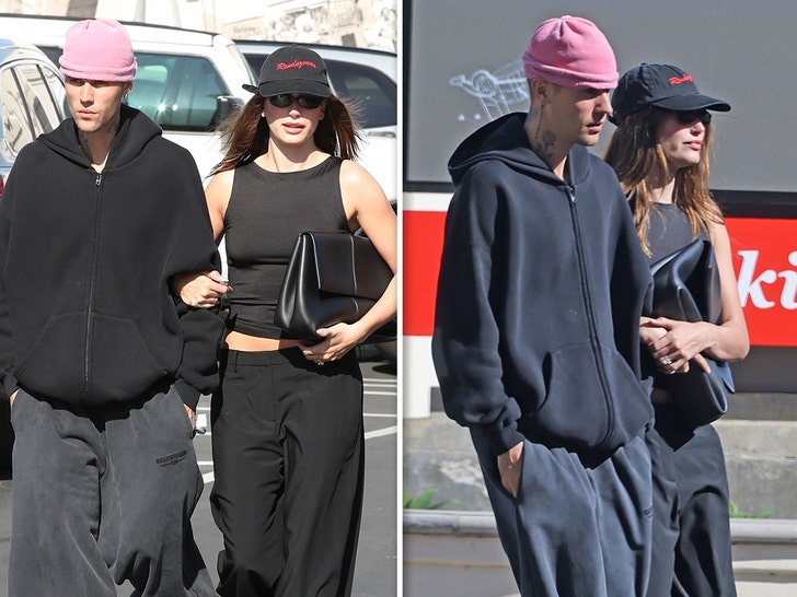 Justin and Hailey Bieber Twin in Black Outfits For LA Date