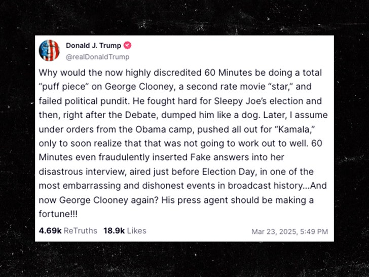 donald trump on george clooney truth social 1