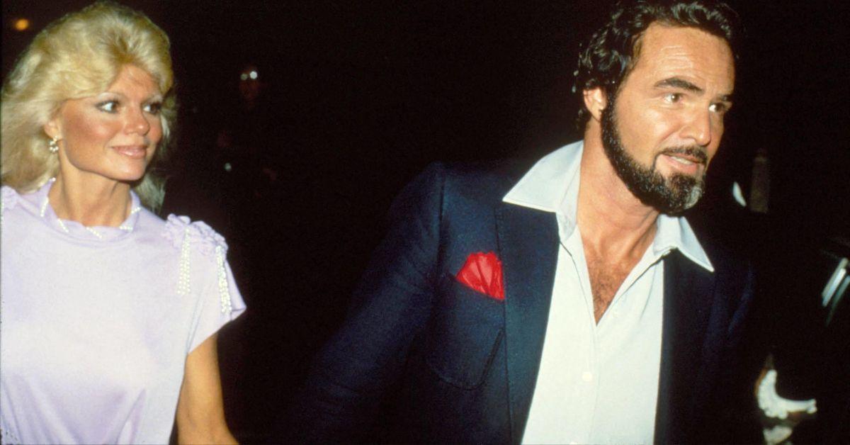 split photo of burt reynolds and loni anderson