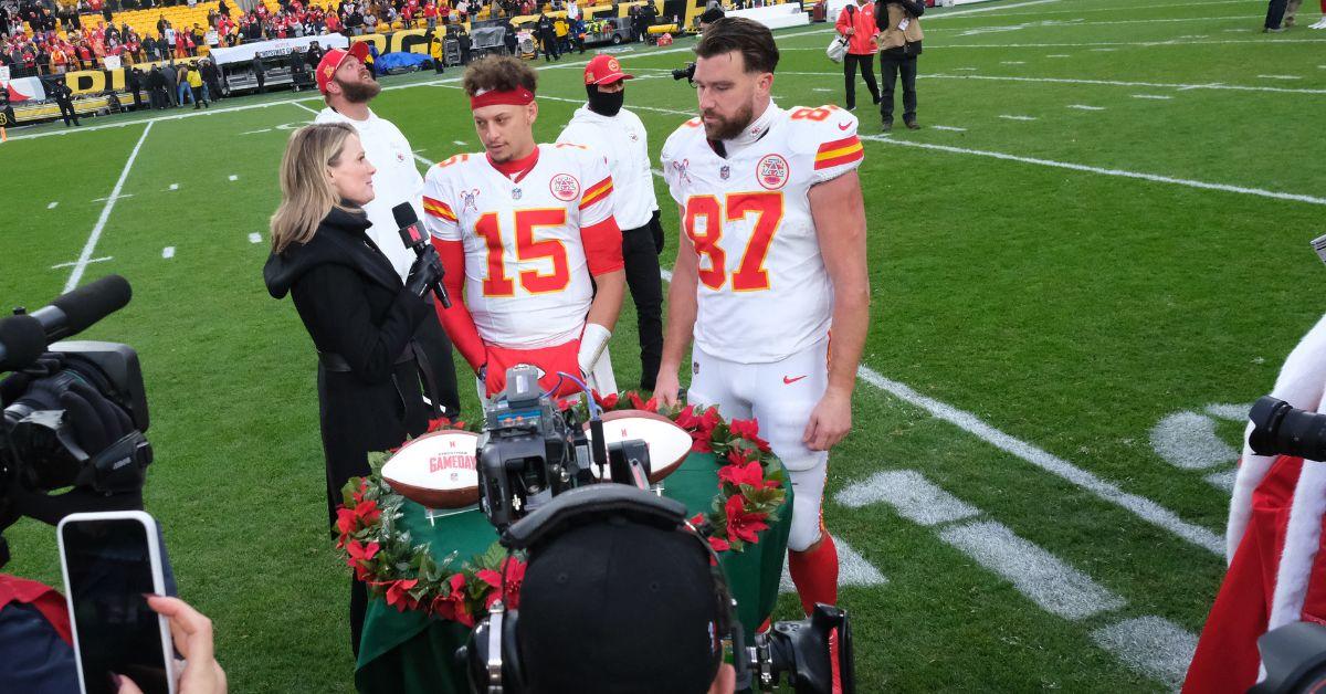 travis-kelce-cracking-under-pressure-taylor-swift-wedding-3-1759737328792 Mahomes and Kelce celebrated the quarterback's 30th birthday with the grand opening of their restaurant '1587 Prime Steakhouse.'
