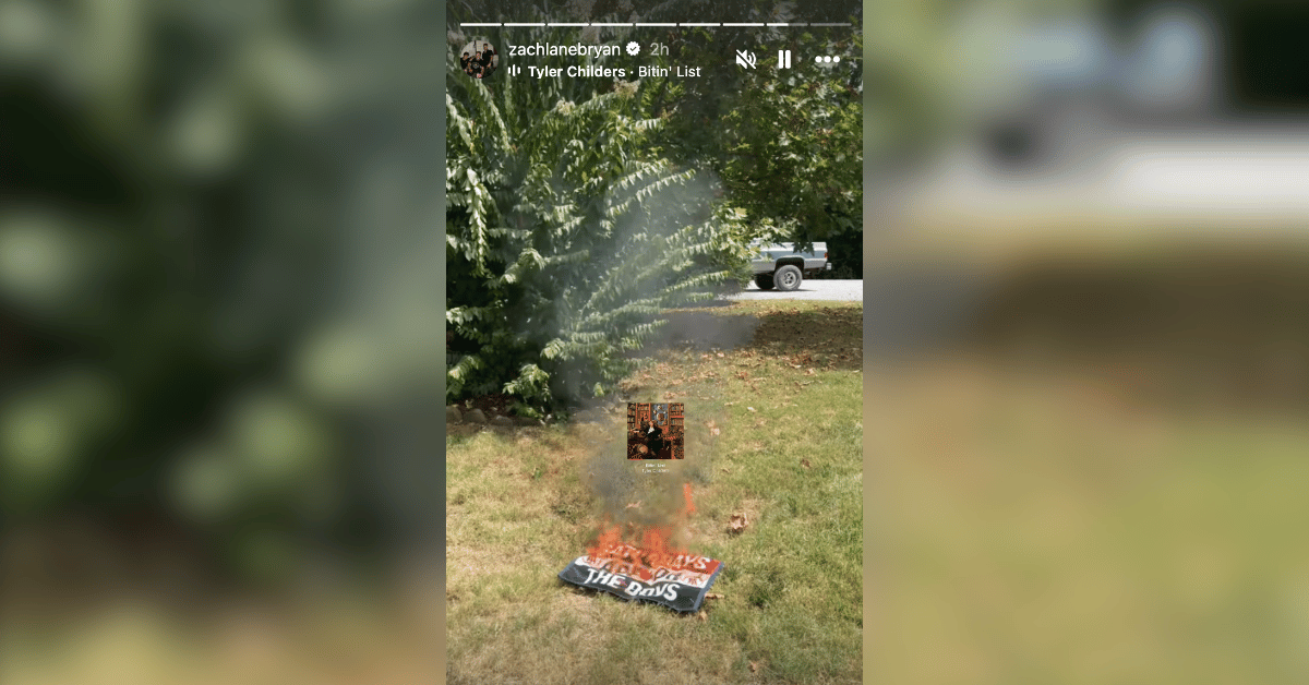 Bryan shared a video of himself setting the popular Barstool Sports flag on fire.