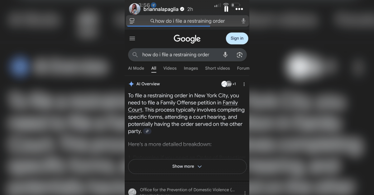 LaPaglia shared a timely Google search seemingly suggesting she's considering legal action.