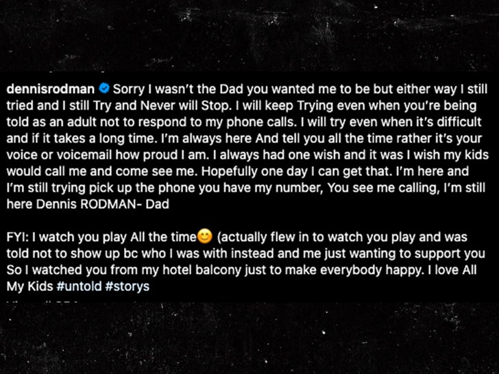 dennis rodman trinity rodman caption instagram