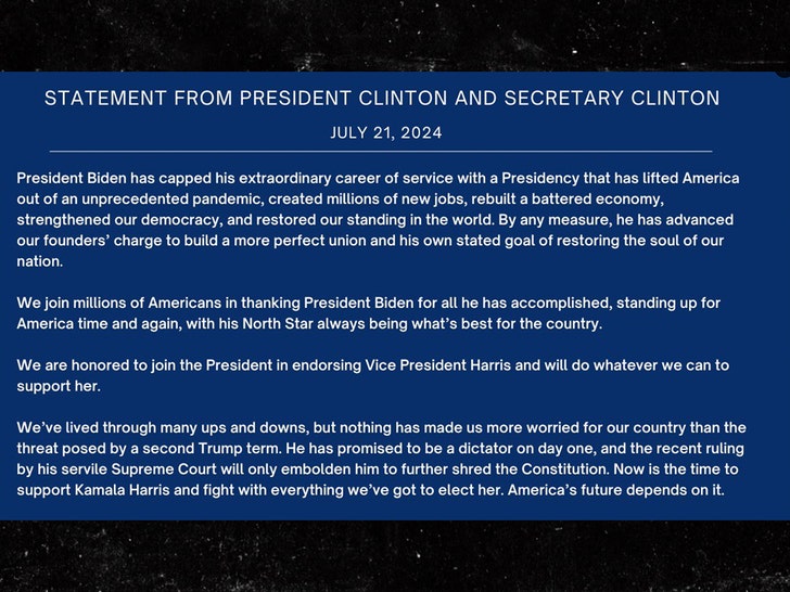 bill hilary clinton support kamala harris