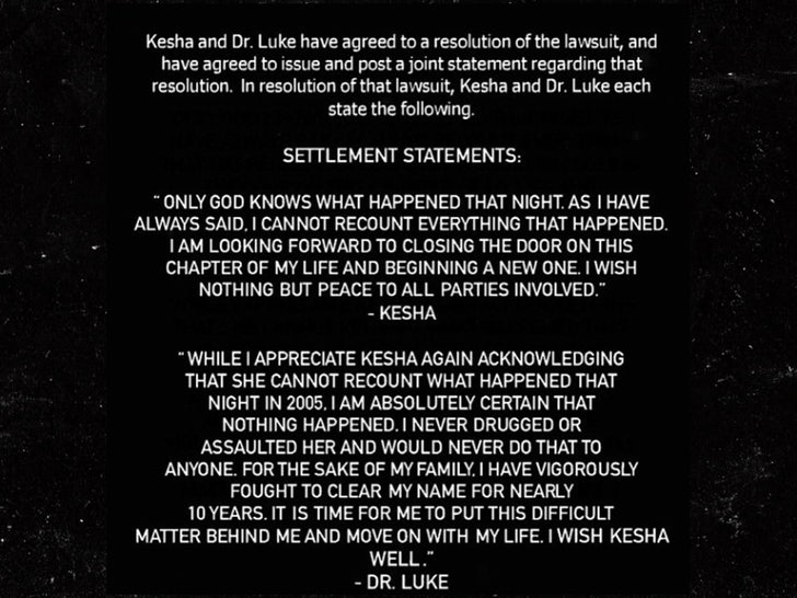kesha dr luke statement