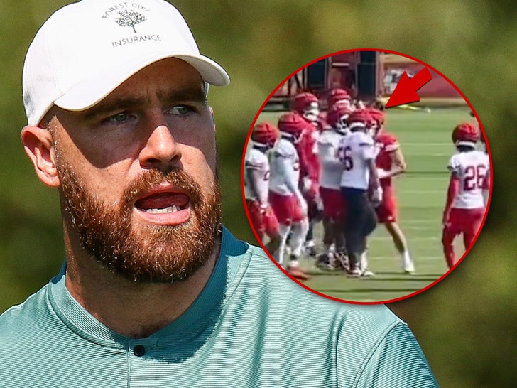 travis kelce pushes teammate main