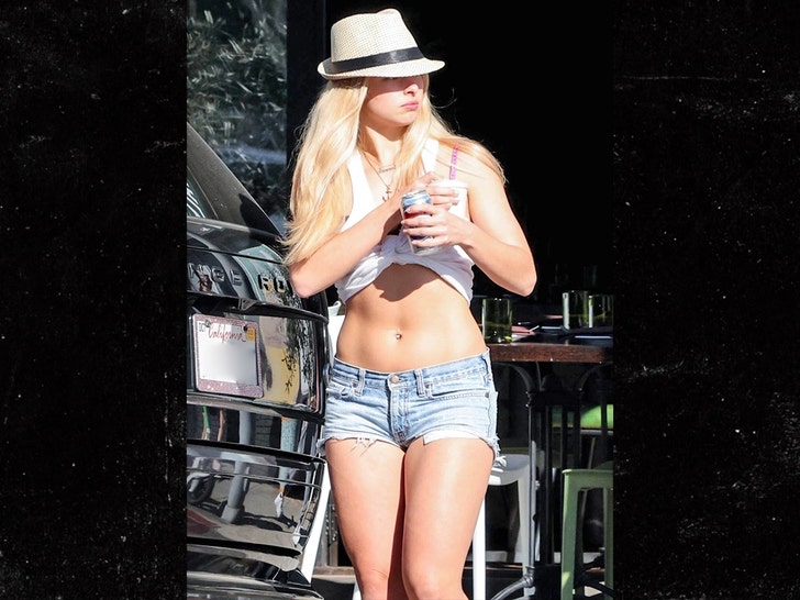 dbd63229d86e4a13b6b24d75a4c78442_md addison rae cute outfit drinking pepsi in los feliz bg 1