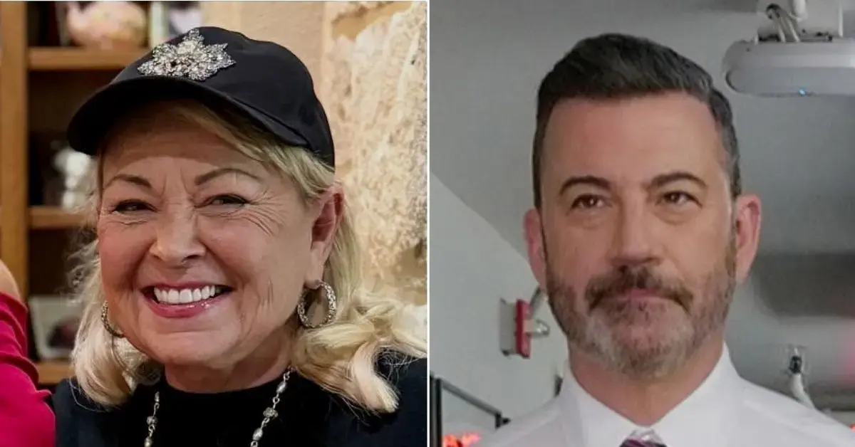 Split photo of Roseanne Barr, Jimmy Kimmel