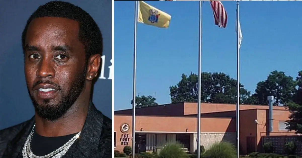 Split photo of Sean 'Diddy' Combs, FCI Fort Dix