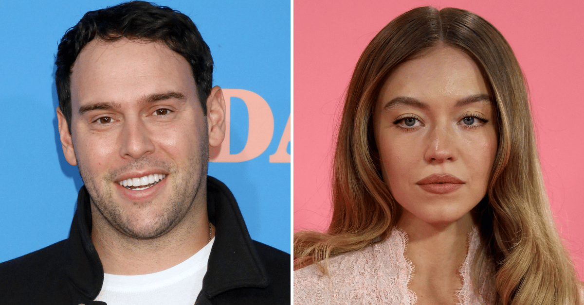 Split photo of Scooter Braun, Sydney Sweeney