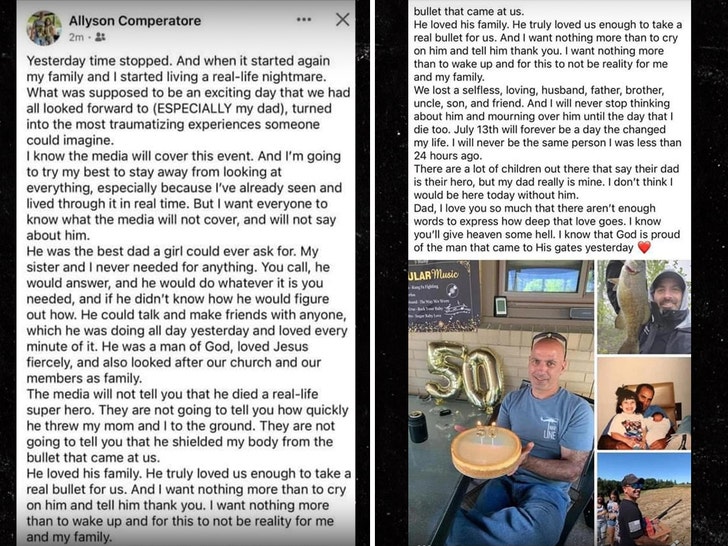 allyson Comperatore post on husband corey Comperatore death at donald trump rally 2