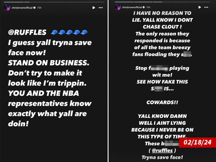 chris brown instyagram post ruffles