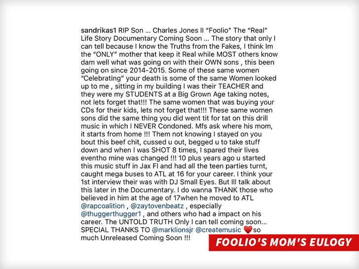 Foolio's Mom's Eulogy sub