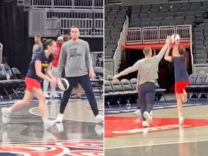 caitlin clark practicing jump shot with boyfriend.