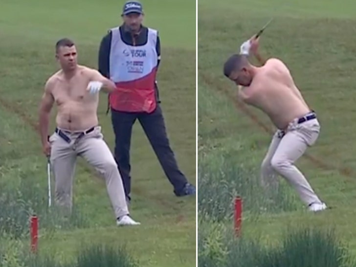 shirtless golfer