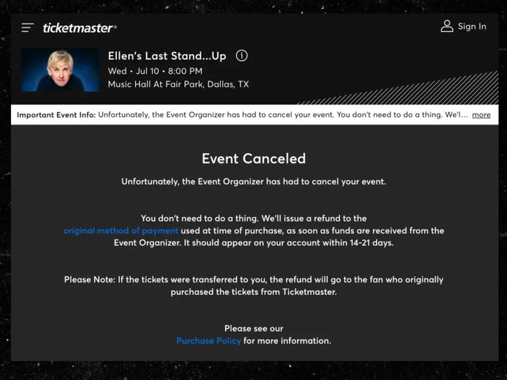 ellen tour cancelled