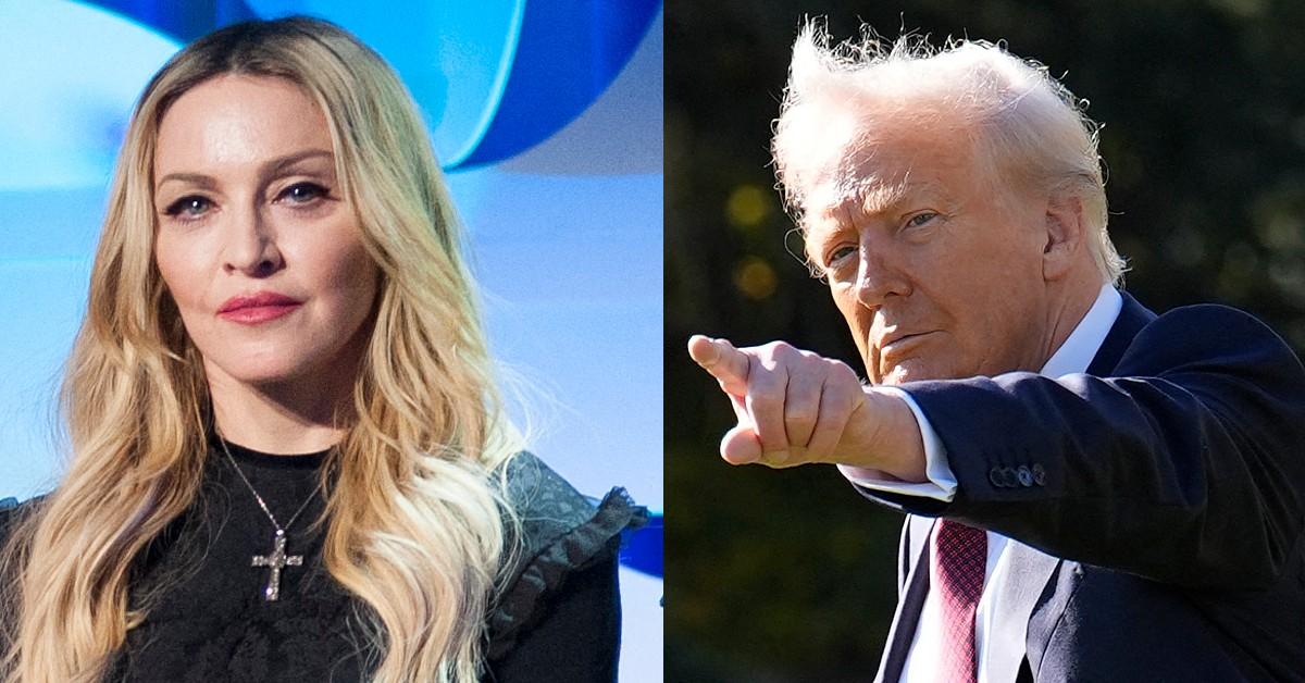 Split photos of Madonna and Donald Trump