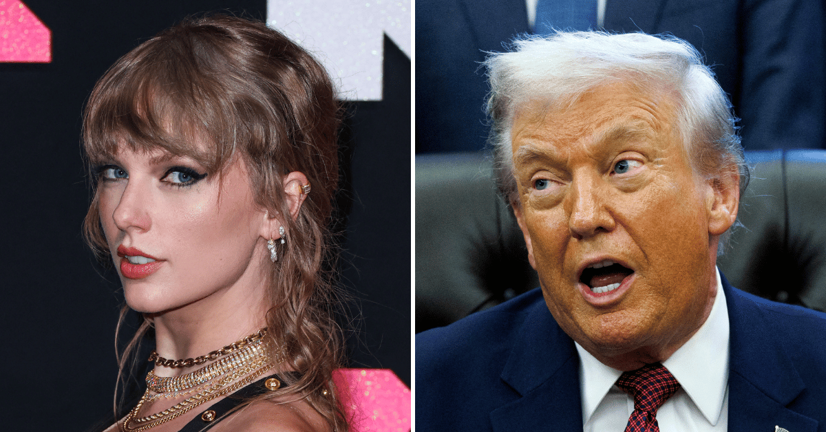 donald-trump-taylor-swift-karoline-leavitt-spotify-wrapped-top-artist-4-1764872221961 Split photo of Taylor Swift, Donald Trump