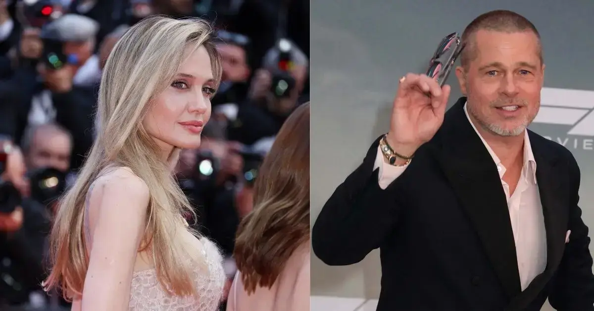 Split photos of Brad Pitt an Angelina Jolie