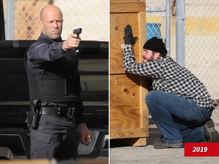 Post Malone, Jason Statham, and Josh Hartnett On Set