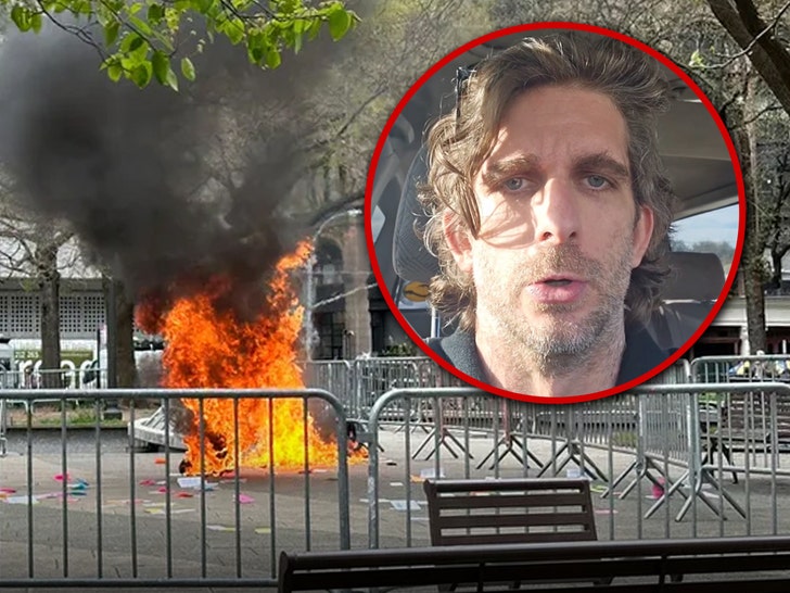 man sets fire to himself