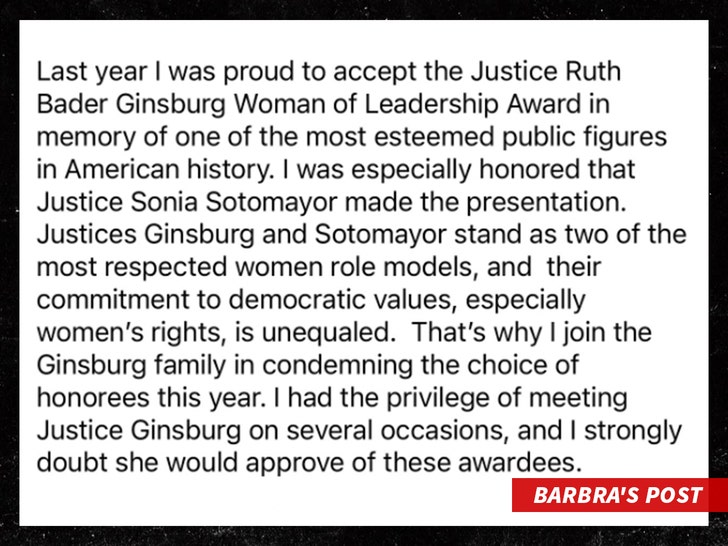 Barbra Streisand instagram post