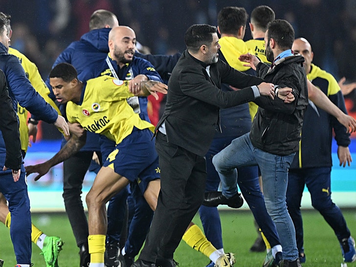 Trabzonspor fans invade pitch attack Fenerbahce