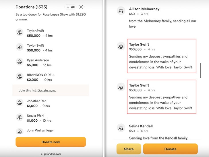 taylor swift donations to shooting gofundme 2
