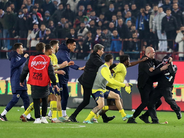 Trabzonspor fans invade pitch attack Fenerbahce