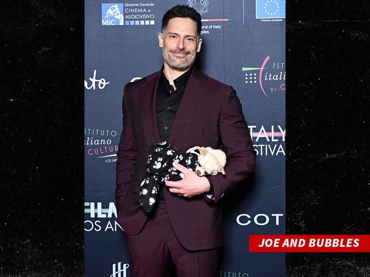 Joe manganiello with his dog bubbles swiped