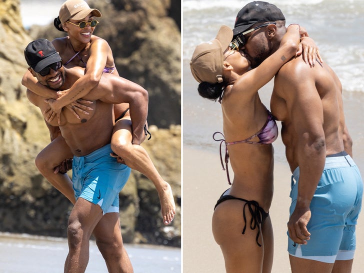 Jonathan Majors & Meagan Good Pack On The PDA For Sunny Beach Day