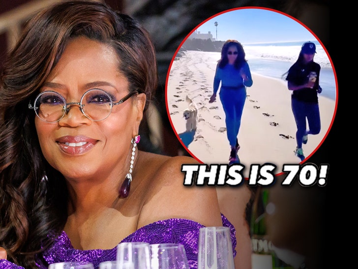oprah winfrey 70th birthday running on beach insta