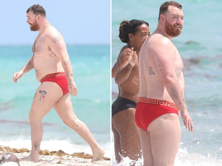 Sam Smith Wears Red Speedo on Miami Beach