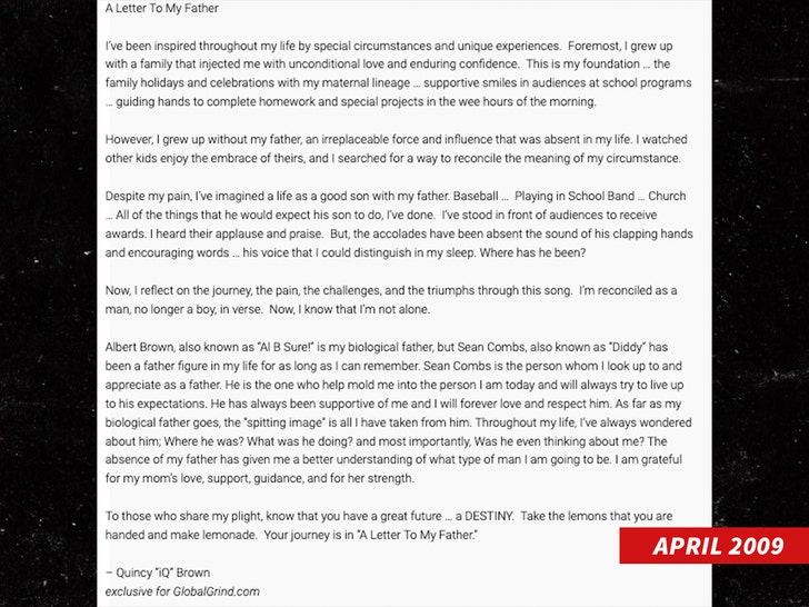 quincy brown letter april 2009